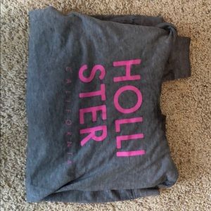 Grey hoodie with pink logo